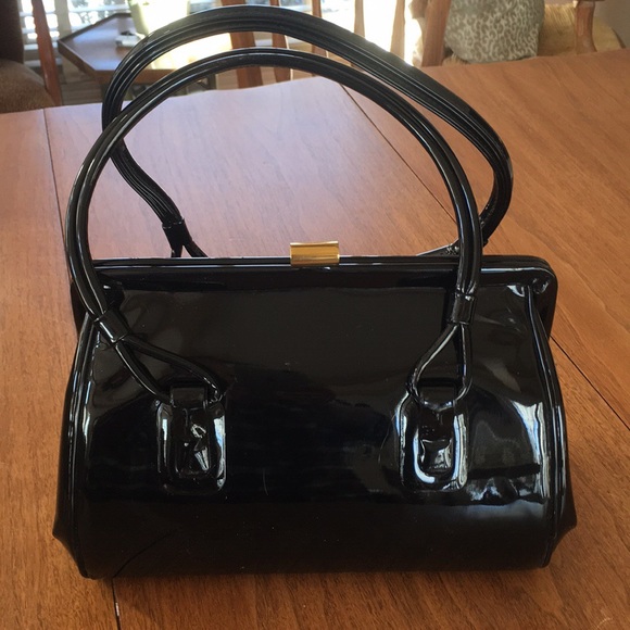 vintage black patent leather handbags